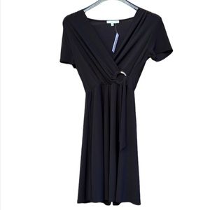 NWT Annalee + Hope Black Jersey Dress Faux Wrap Size Medium Black
